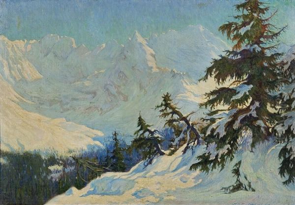 Tatra Mountains In Winter Oil Painting by Wladyslaw Ostrowski