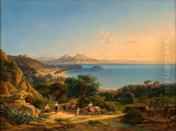 Veduta Di Napoli Da Posillipo Oil Painting by Johann Nepomuk Ott