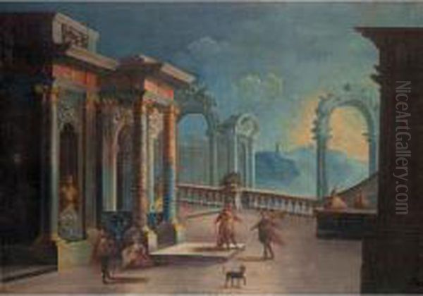 Capriccio Architettonico Oil Painting by Gaetano Ottani