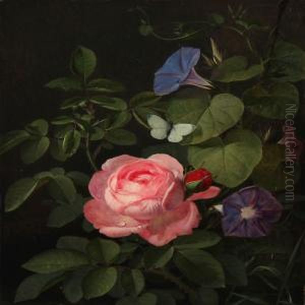 Roses And Bindweed Oil Painting by Otto Didrik Ottesen