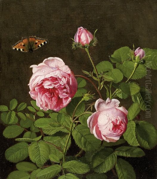 Still Life With Roses Oil Painting by Otto Didrik Ottesen