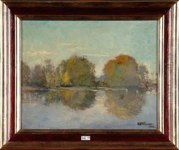 Paysage A L'etang Oil Painting by Henri Ottevaere