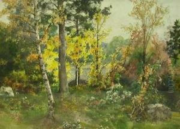 A Glimpse Through The Trees Oil Painting by Benjamin John Ottewell