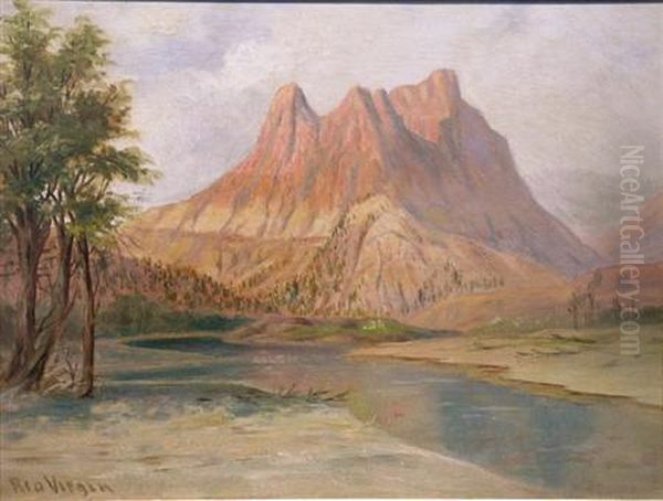 Rio Virgin And The Bluffs Oil Painting by George Martin Ottinger