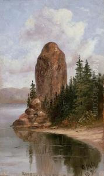 Rooster Rock, Columbia River Oil Painting by George Martin Ottinger