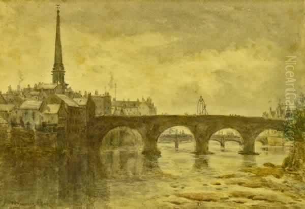 The Auld Brig, Ayr Oil Painting by William Young Ottley