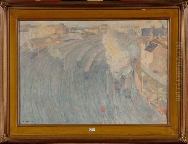 La Gare Du Luxembourg A Bruxelles Oil Painting by Henri Ottmann