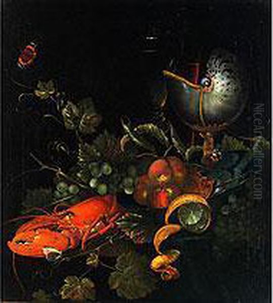 Stilleben Mit Fruchten, Hummer Und Nautilus Oil Painting by Elliger D. A Ottmar