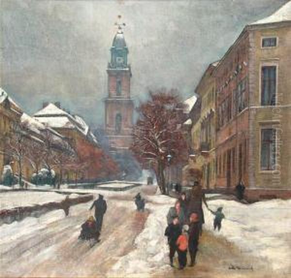 Winterliche Ansicht Von Potsdam Mit Der Garnisonskirche Im Hintergrund Oil Painting by Heinrich Otto