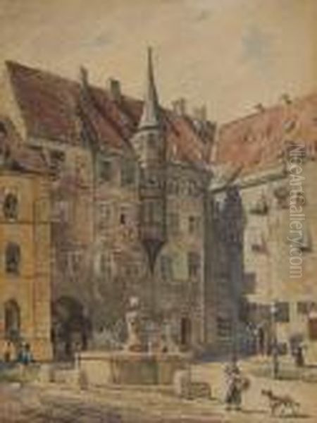 Der Alte Hof Inmunchen Oil Painting by Ruppert Otto Von