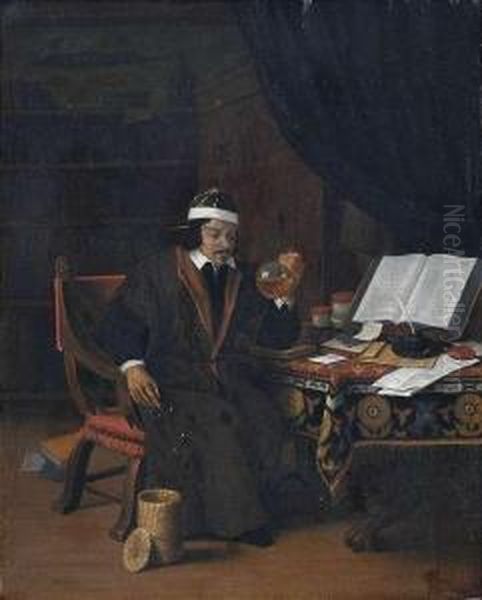 A Scholar In His Study by Evert Oudendijck