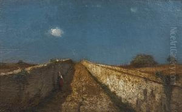 Nocturnal Landscape, C. 1870 Oil Painting by Achille Francois Oudinot