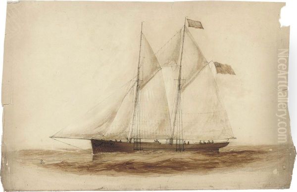 Study Of The Topsail Schooner Oil Painting by Philip John Ouless