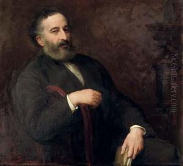 Portrait Of Stephen Augustus Ralli Oil Painting by Walter William Ouless