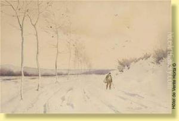 Promeneur Dans Un Paysage Enneige Oil Painting by Nestor Outer