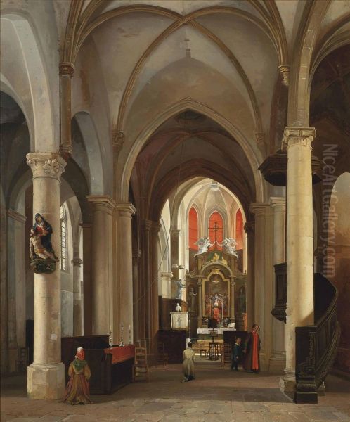 Prayers At The Altar Oil Painting by Pierre Justin Ouvrie