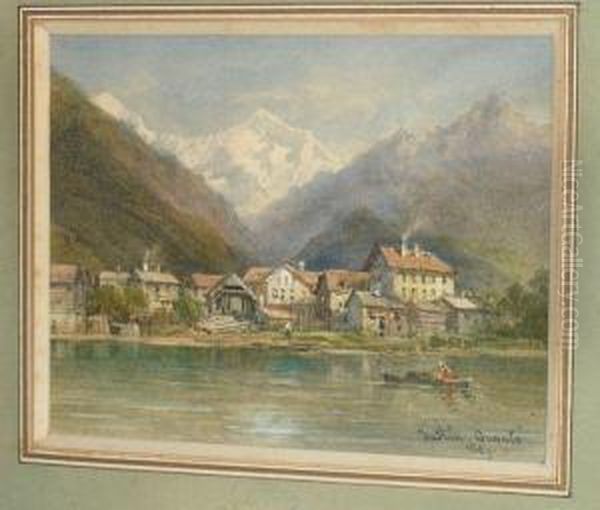 Interlaken Fungerou Oil Painting by Pierre Justin Ouvrie