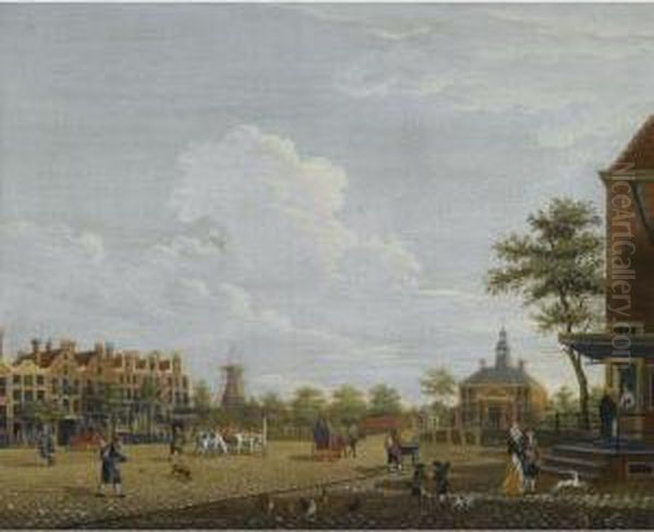 Amsterdam: A View Of The Weesperplein With The Weesperpoort Oil Painting by Isaak Ouwater