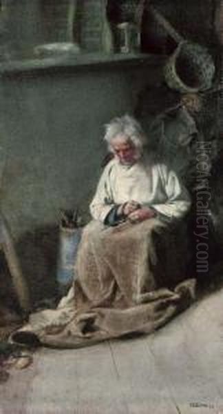 Mending The Sail Oil Painting by George O. Owen