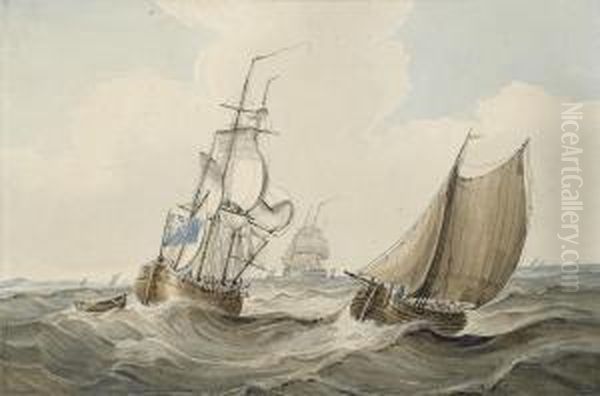 A Breezy Day Offshore Oil Painting by Samuel Owen