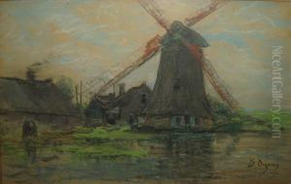 Le Moulin Oil Painting by David Oyens