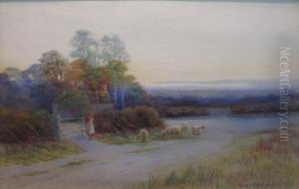 Lane Scene At Warnham, Sussex Oil Painting by George Oyston