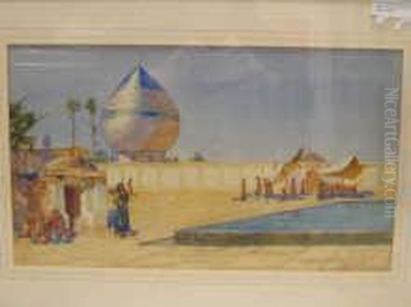 A Watercolour Of An Eastern Scene With Mosque Buildings Oil Painting by Peter MacGregor Wilson