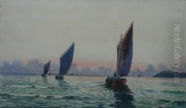 Fishing Boats Oil Painting by Peter MacGregor Wilson