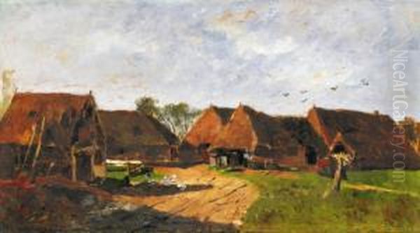 Landscape With Houses Oil Painting by Laszlo Paal