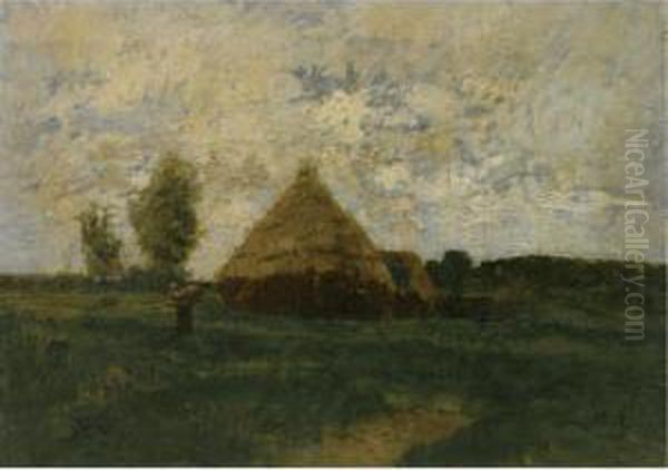 Meules De Foin (haystacks) Oil Painting by Laszlo Paal