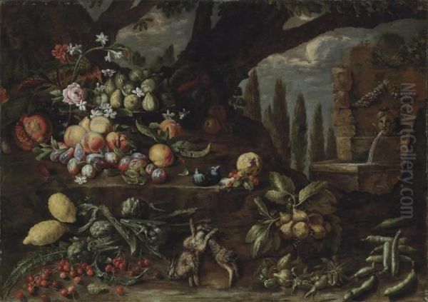 Still Life Oil Painting by Michele Pace Del (Michelangelo di) Campidoglio