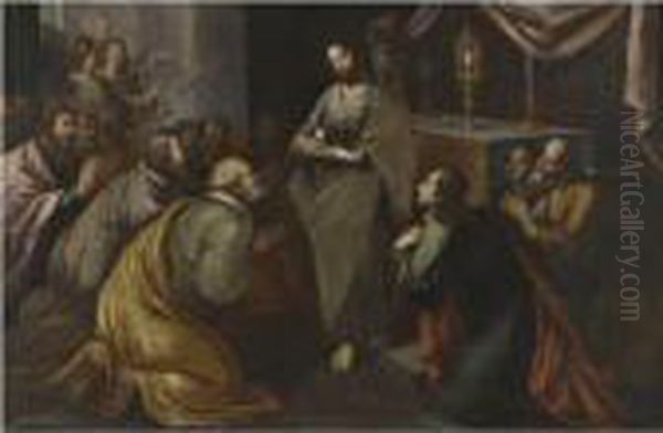 Christ Giving Holy Communion Oil Painting by Francesco Pacheco