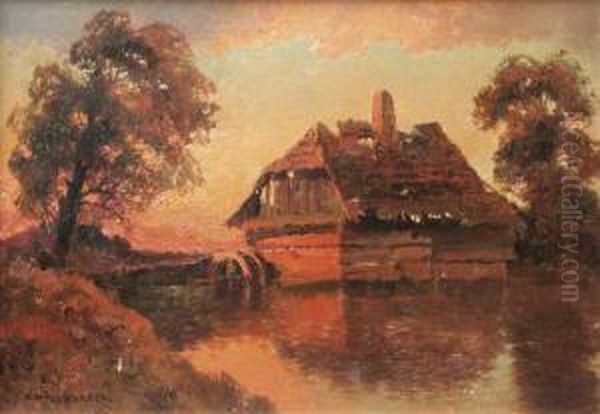 Wiejska Zagroda Oil Painting by Stanislaw Paciorek