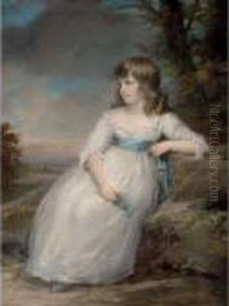 A Portrait Of A Seated Young Girl Oil Painting by Christohper Pack