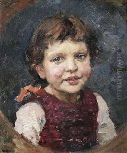 Portrait Of A Young Girl. Oil Painting by Paul Paede