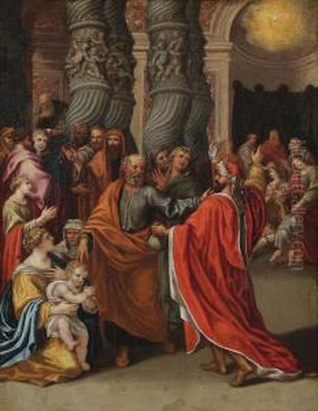 Bijbels Tafereel Uit De Acta Apostolorum In Barokke Kerk Oil Painting by Joseph Paelinck