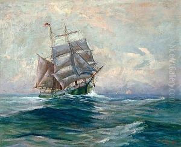 Ship At Sea Oil Painting by Edward A. Page