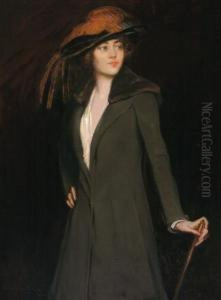 Society Woman Oil Painting by Walter Stanley Paget