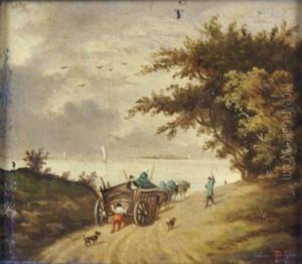 Charrette Sur Un Chemin Pres De Lamare Oil Painting by E. Pages