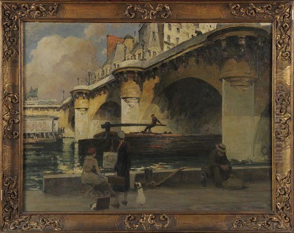 Le Pont Neuf Oil Painting by Jules Eugene Pages