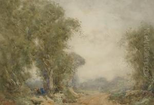 A Misty Morning Oil Painting by M. Paget