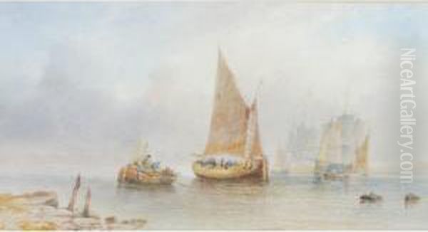 Estuary With Ships Oil Painting by Sidney Edward Paget