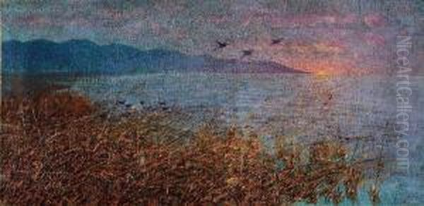 Lago Dimassaciuccoli Oil Painting by Ferruccio Pagni