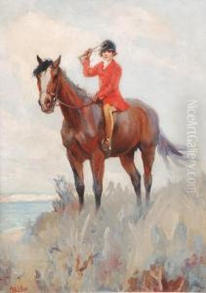 A Young Girl On Horseback Oil Painting by Philip Stuart Paice