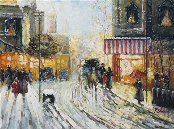 French Street Scene Oil Painting by Philip Stuart Paice