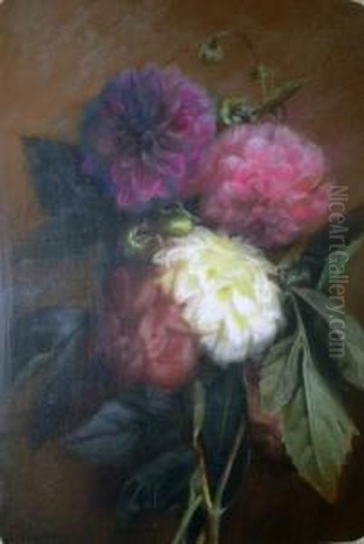 Bouquet De Dahlias Oil Painting by Marie Octavie Sturel Paigne