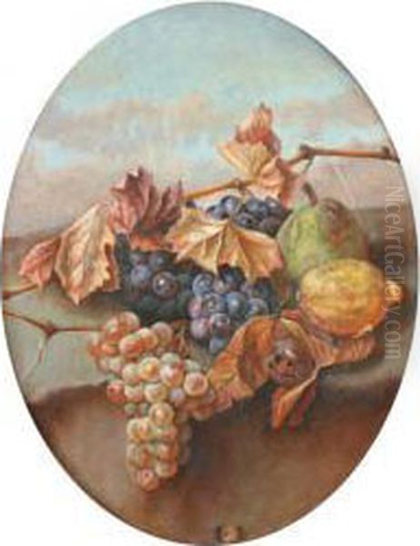 Nature Morte Aux Raisins, Au Citron Et A La Poire Oil Painting by Marie Octavie Sturel Paigne