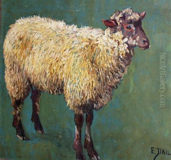 Sheep Study Oil Painting by Edouard Pail