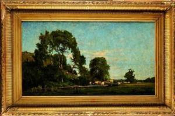 Troupeau Dans Les Champs Oil Painting by Edouard Pail