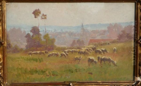 Paysage Avec Troupeau Oil Painting by Edouard Pail